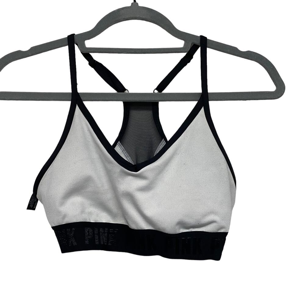 Victorias Secret PINK Womens Size S Grey Black Sports Bra - Picture 2 of 6